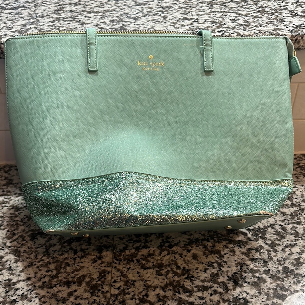 Kate Spade Green Textured Leather Tote